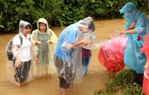 biological testing dirty river